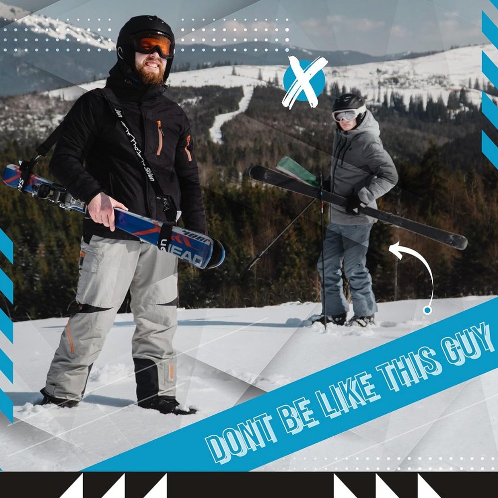 Ski Strap and Pole Carrier with Cushioned Sling - Picture 2 of 5